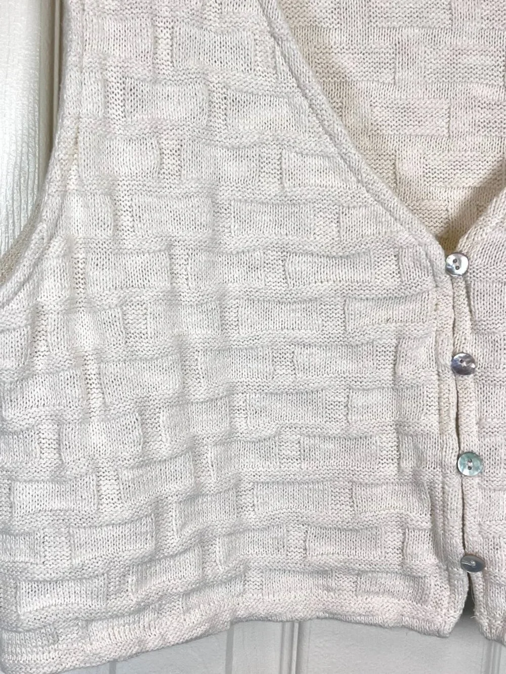 Madewell Basketweave-Stitch Vest  Cropped Cream Size XL